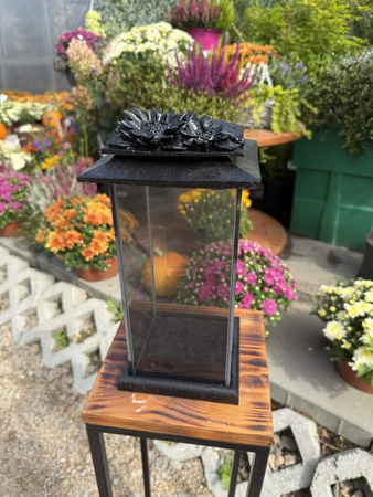 SZKLANY LAMPION Z KWIATEM Z ŻYWICY