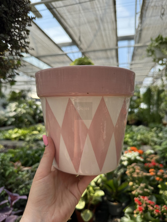 OSŁONKA CERAMICZNA RÓŻOWE ROMBY P16