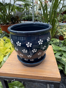 DONICA CERAMICZNA GRANATOWA STOKROTKA P15