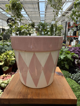 OSŁONKA CERAMICZNA RÓŻOWE ROMBY P16